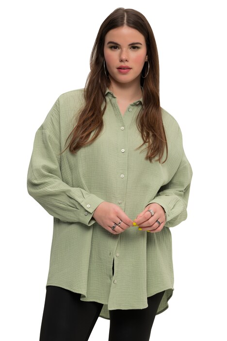 Mušelínová halenka, oversize, límeček, dlouhé rukávy
