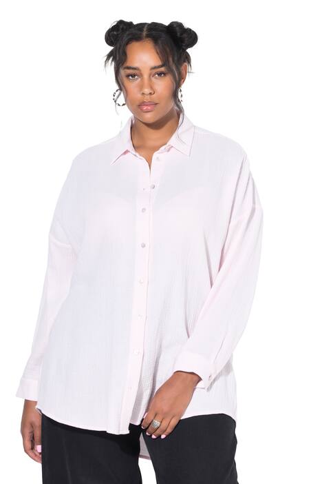 Mušelínová halenka, oversize, límeček, dlouhé rukávy