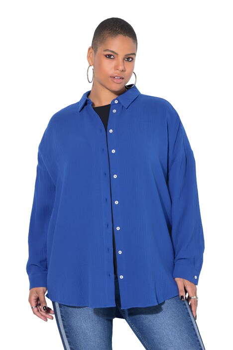 Mušelínová halenka, oversize, límeček, dlouhé rukávy