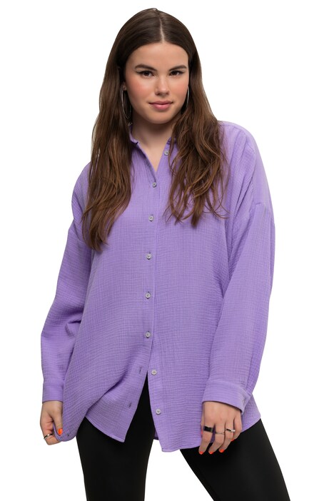 Mušelínová halenka, oversize, límeček, dlouhé rukávy