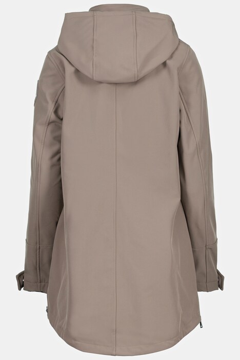 Softshelljacke, seitliche Zipper, Stehkragen, Kapuze