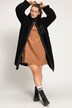 Veste teddy, coupe longue, oversize, col montant, poche poitrine, manches longues