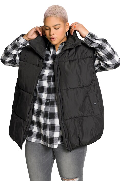 Prošívaná vesta, oversize, stojáček, zip