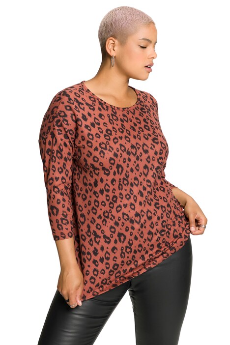 Svetr, oversize, leopardí potisk, kulatý výstřih, dlouhé rukávy