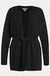 Cardigan, coupe ouverte longue, ceinture à nouer, décolleté rond
