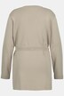 Cardigan lungo e aperto con cintura da annodare e scollo a girocollo