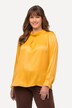 Rhinestone Brooch Reverse Collar Satin Blouse