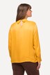 Rhinestone Brooch Reverse Collar Satin Blouse