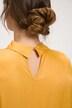 Rhinestone Brooch Reverse Collar Satin Blouse