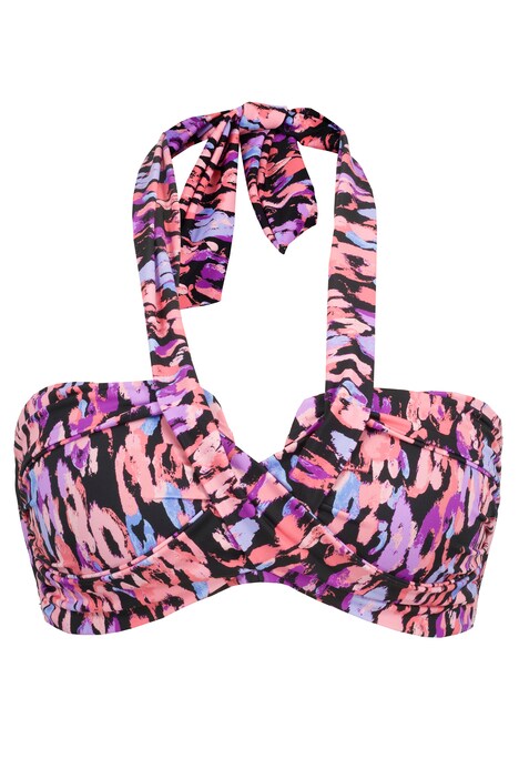 Bikiny top, barevný leopardí vzor, měkké košíčky, vázání za krk