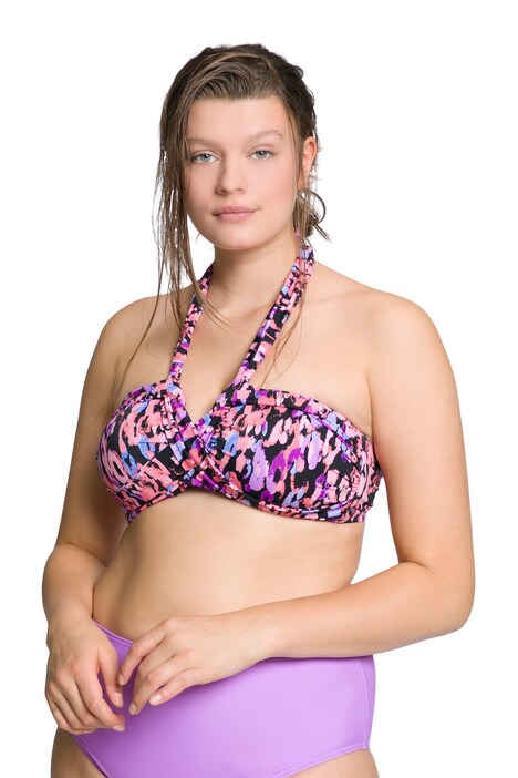 Bikiny top, barevný leopardí vzor, měkké košíčky, vázání za krk