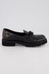 leren loafers, chunky ketting, wijdte H