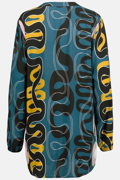 Bluse, Identity, grafischer Druck, Stehkragen, Langarm