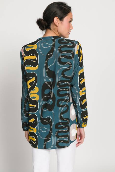 Bluse, Identity, grafischer Druck, Stehkragen, Langarm