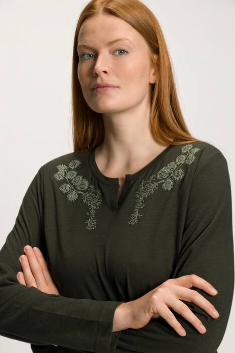 T-shirt, encolure tunique, manches longues, coton bio