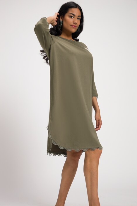 Bigshirt, Kolibri, Spitze, V-Ausschnitt, 3/4-Arm
