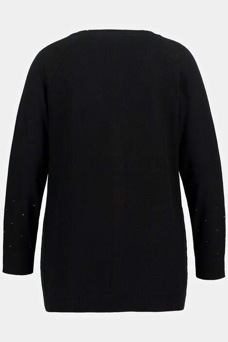 Strickjacke, Struktur, Ziersteine, V-Ausschnitt