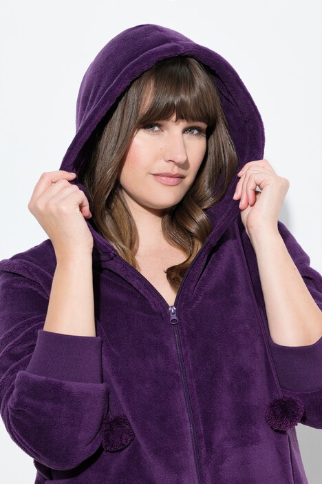 homewear jasje, pluche, capuchon, kangoeroezakken