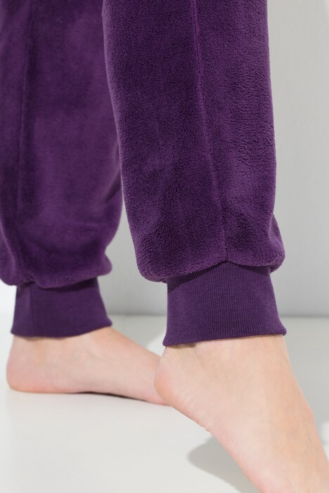 homewear broek, pluche, elastische band, bindkoordje