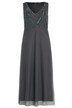 Maxi šaty, dvouvrstvé, perly, výstřih do V, bez rukávů