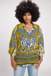 Blusa dal taglio oversize con stampa a effetto patchwork, colletto da camicia e mezze maniche ad aletta