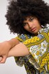 Blusa dal taglio oversize con stampa a effetto patchwork, colletto da camicia e mezze maniche ad aletta