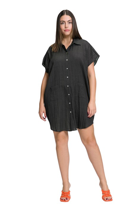 Košilové šaty, oversize, límeček, krátké rukávy
