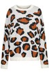 Svetr, oversize, barevný leopardí vzor, kulatý výstřih, dlouhé rukávy