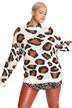 Svetr, oversize, barevný leopardí vzor, kulatý výstřih, dlouhé rukávy