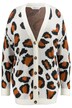Rozepínací svetr, oversize, leopardí vzor, výstřih do V, dlouhé rukávy