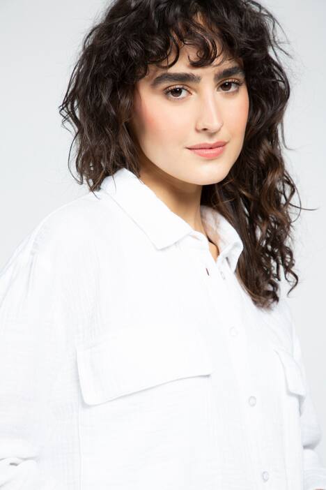 Longbluse, Oversized, Hemdkragen, Langarm