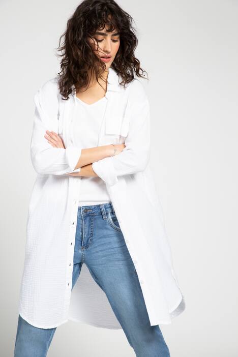 Longbluse, Oversized, Hemdkragen, Langarm