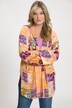 Kimono, patchprint, A-linje, sjalskrave, lange ærmer