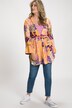 Kimono, patchprint, A-linje, sjalskrave, lange ærmer
