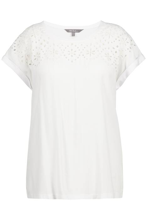 Tričko, děrovaná výšivka, oversize, kulatý výstřih, krátké rukávy