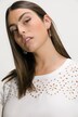 Mixed Fabric Embroidered Eyelet Cap Sleeve Top