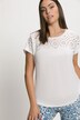 Mixed Fabric Embroidered Eyelet Cap Sleeve Top