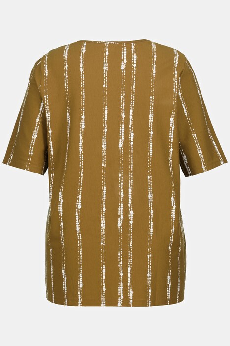 T-shirt a strisce con scollo a V e mezze maniche, in cotone biologico