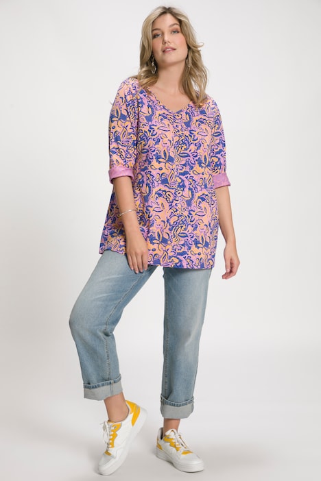Paisley Design Pintuck A-line Fit Tee
