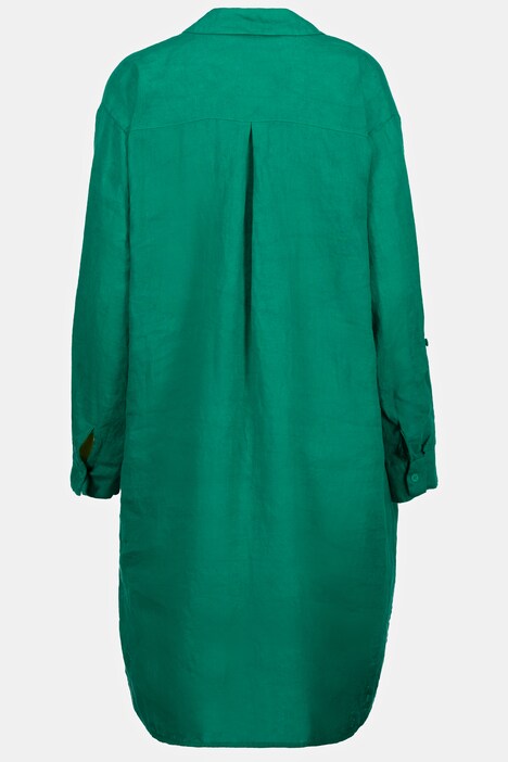 Leinen-Longbluse, Identity, Hemdkragen, Langarm