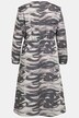Robe midi, vagues, décolleté en V, manches longues, coton bio