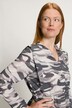 Robe midi, vagues, décolleté en V, manches longues, coton bio