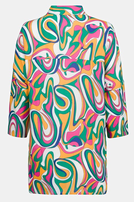 Bluse Identity, Allover Print, Hemdkragen, Fledermaus-Langarm