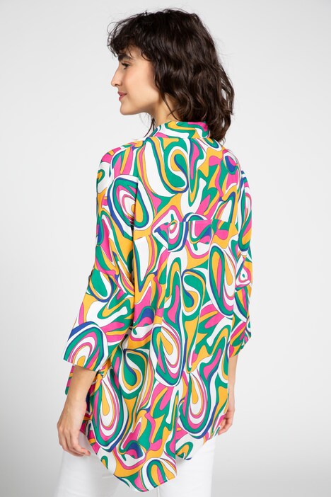 Bluse Identity, Allover Print, Hemdkragen, Fledermaus-Langarm
