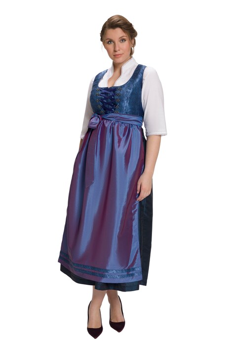 Dirndl, žakár, šněrování, bez rukávů, široká sukně, saténová zástěra