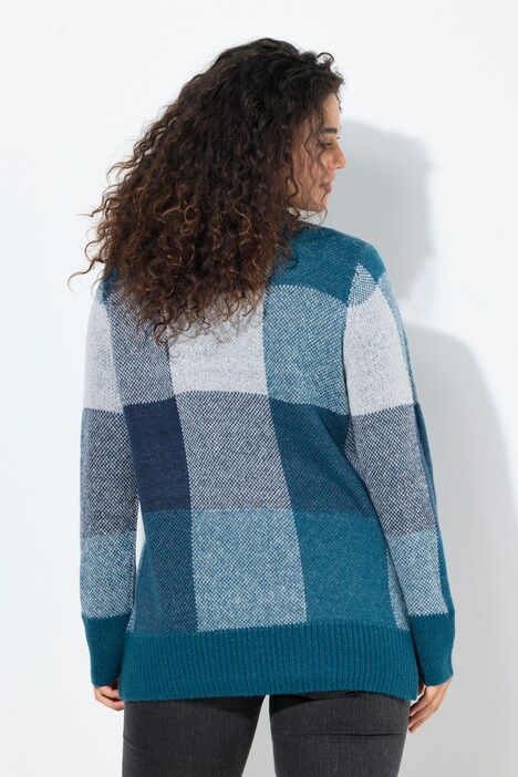 Pull à col montant et manches longues, motif à carreaux