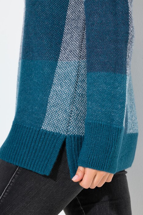 Pull à col montant et manches longues, motif à carreaux