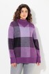 Pullover, ruitpatroon, opstaande kraag, lange mouwen