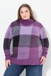 Pullover, ruitpatroon, opstaande kraag, lange mouwen