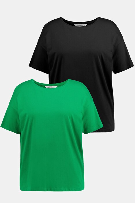 Lot de 2 t-shirts oversized, col rond et manches courtes